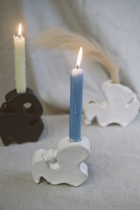 White abstract candle holder/vases