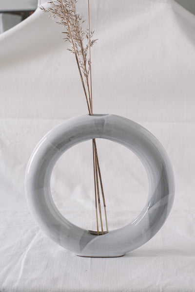 Ring Vase - drippy white glaze