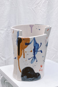 "Paper Bag" hand-built storage vessel - painted